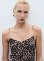 Robe Midi Froncée Léopard