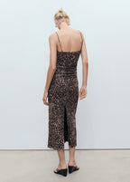Robe Midi Froncée Léopard
