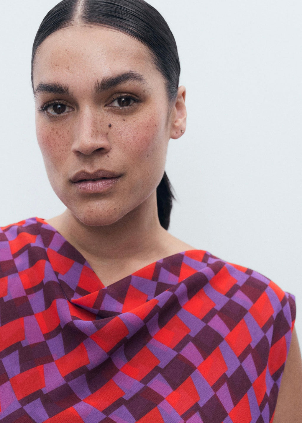 Blouse Imprimée Col Bénitier