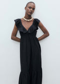 Robe Longue À Col Volanté
