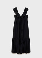 Robe Longue À Col Volanté
