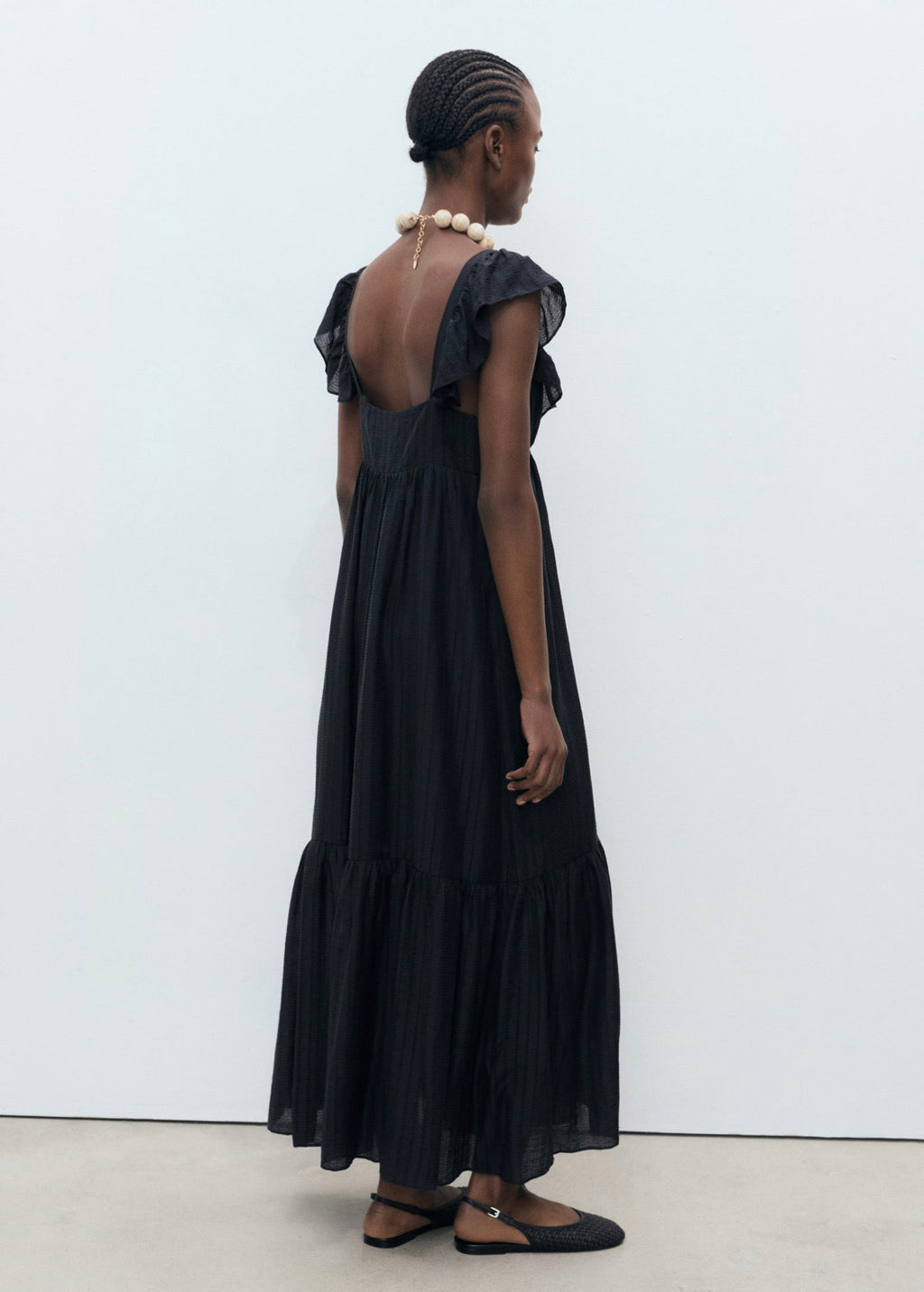 Robe Longue À Col Volanté