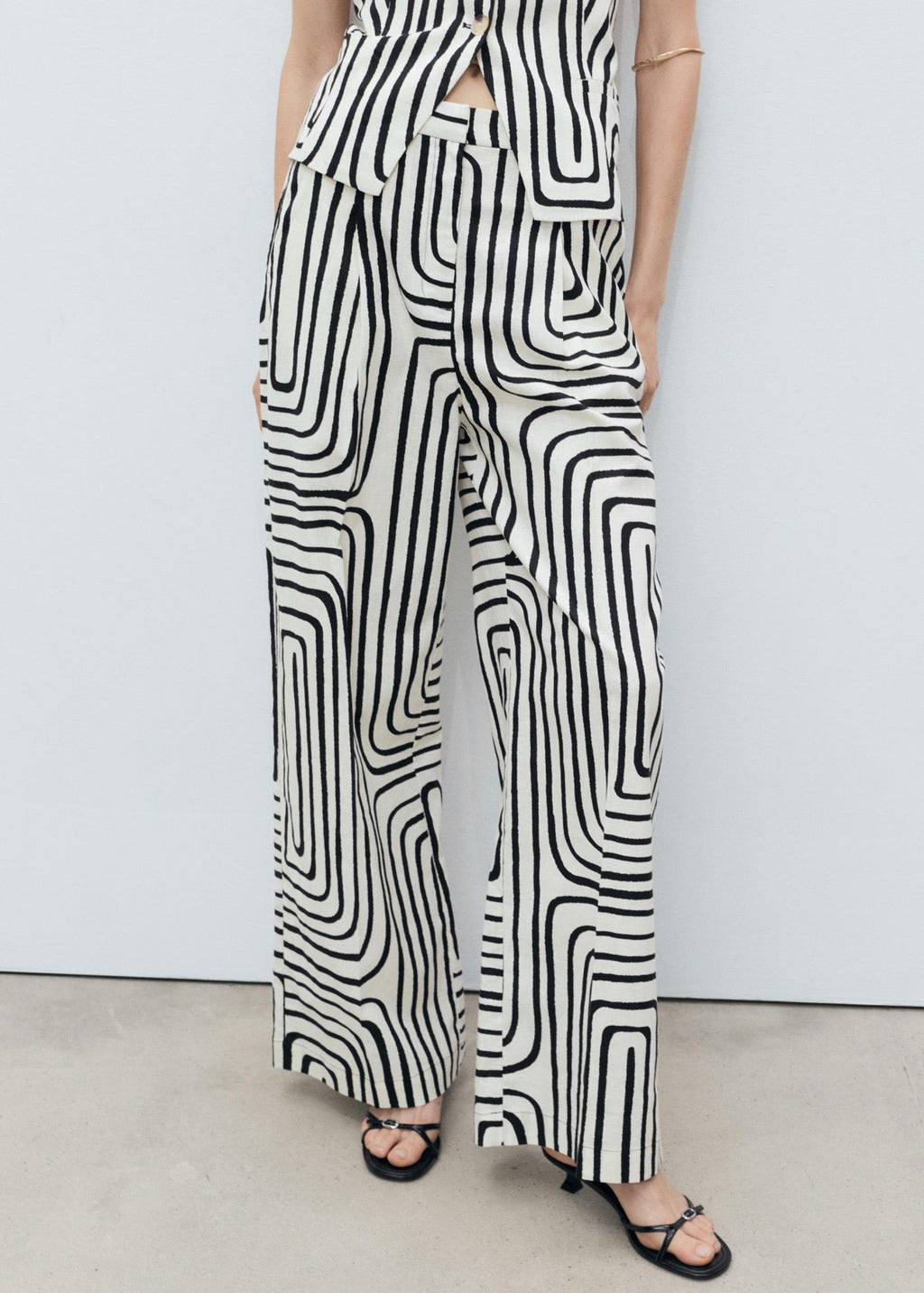 Pantalon Lin Imprimé Géométrique