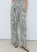 Pantalon Lin Imprimé Géométrique