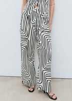 Pantalon Lin Imprimé Géométrique