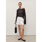 Short En Jean Droit Taille Haute