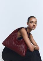 Sac Porté Épaule Cuir Tressé Moyen