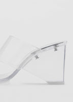 Sandales Semi-Transparentes En Vinyle À Talons Compensés
