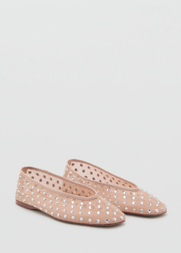 Ballerines En Maille Filet À Strass
