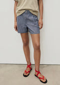 Short Denim À Pinces Et Rayures
