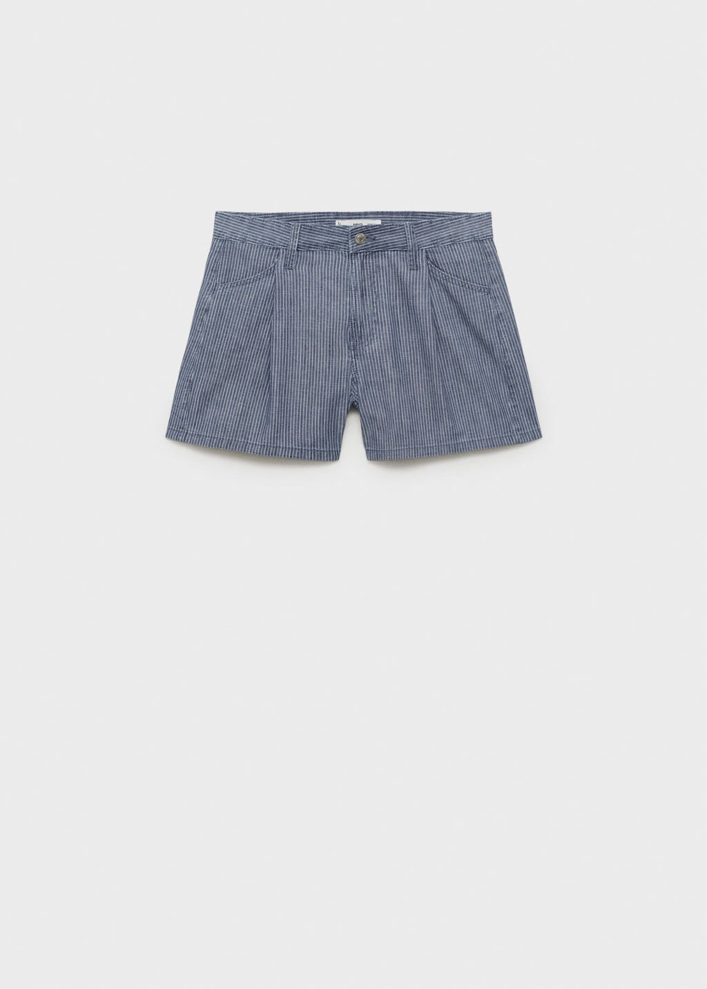 Short Denim À Pinces Et Rayures