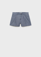 Short Denim À Pinces Et Rayures