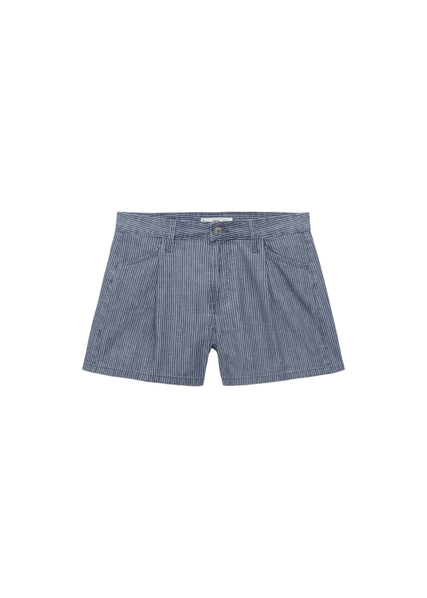 Short Denim À Pinces Et Rayures