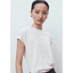 Pull En Maille De Coton Manches Courtes