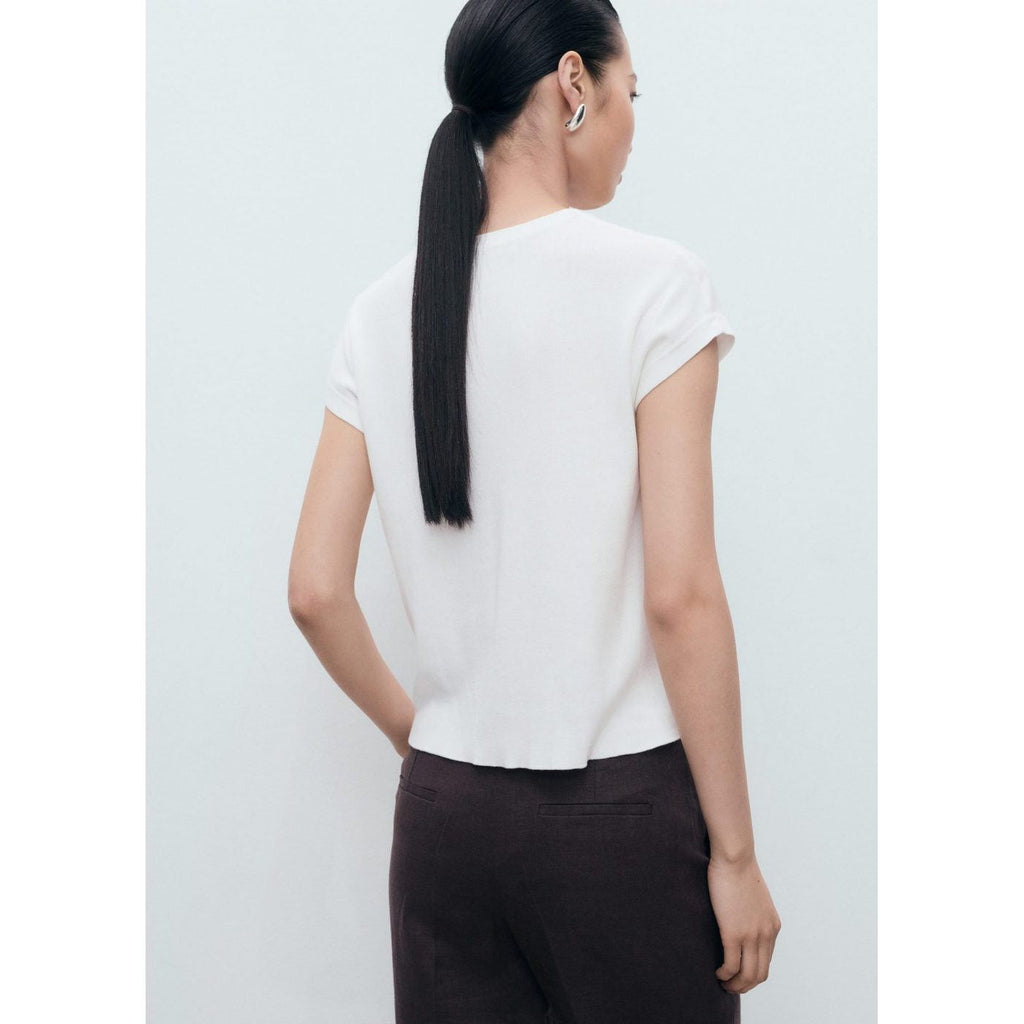 Pull En Maille De Coton Manches Courtes