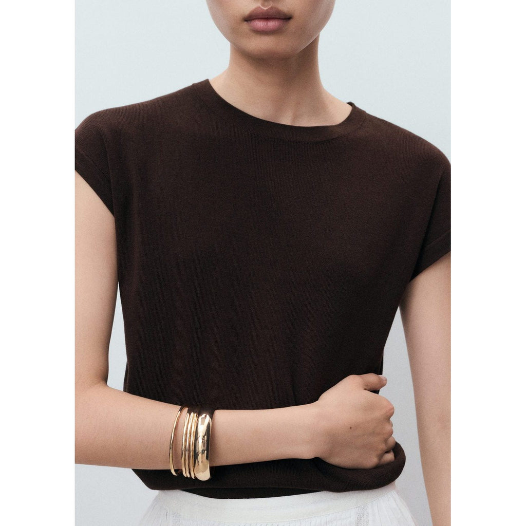Pull En Maille De Coton Manches Courtes