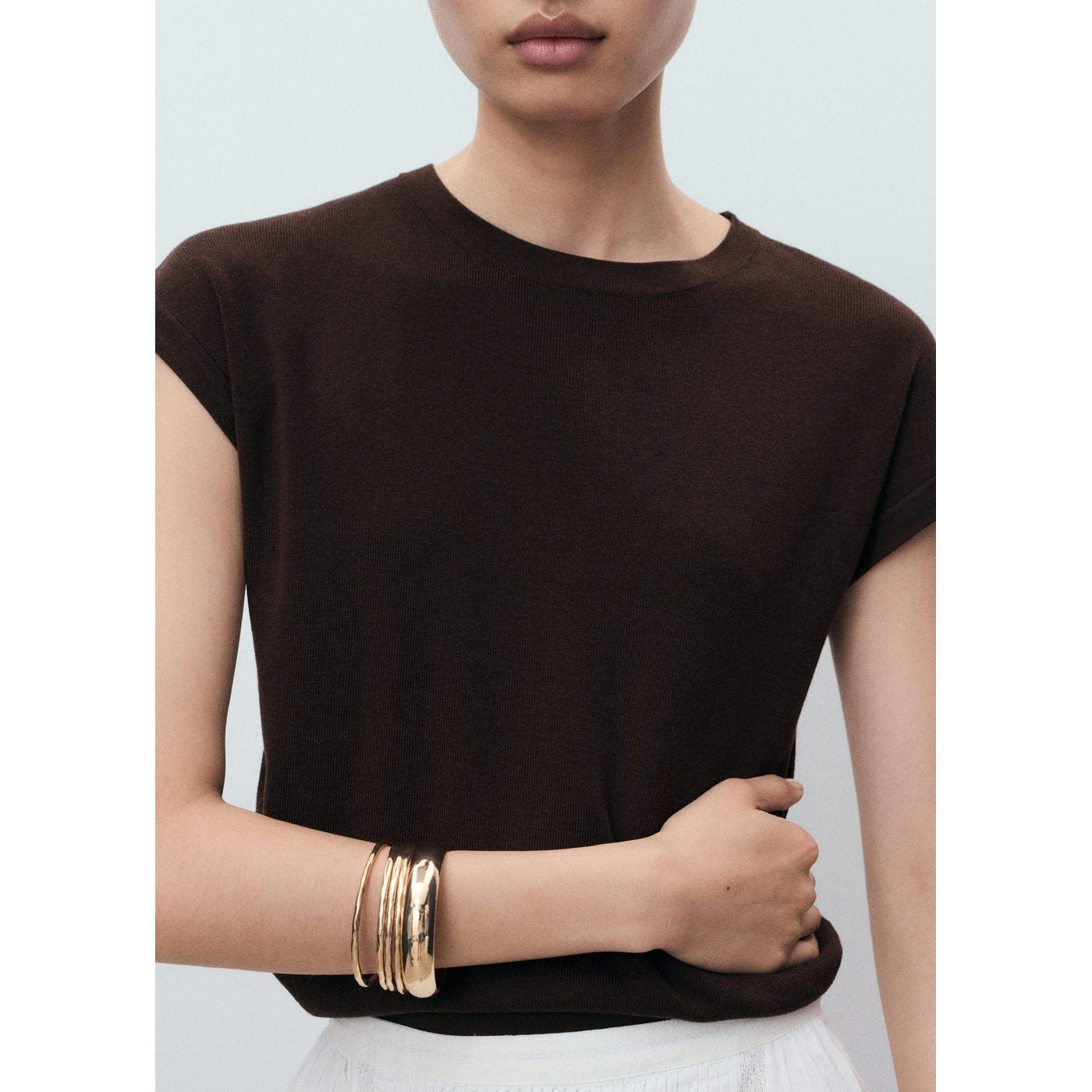 Pull En Maille De Coton Manches Courtes