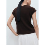Pull En Maille De Coton Manches Courtes