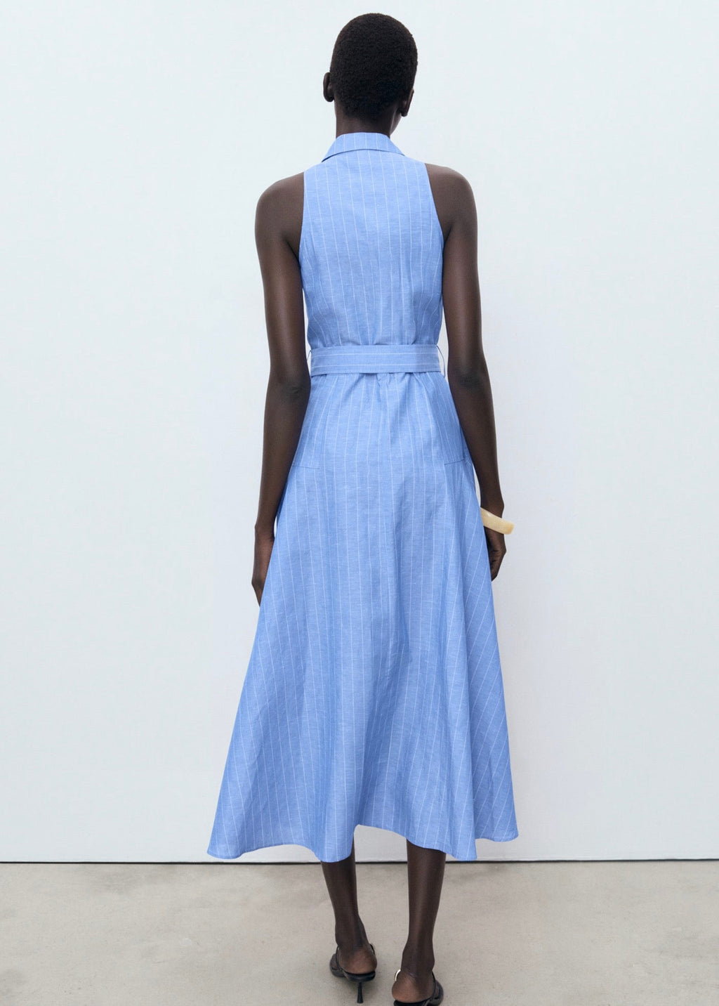 Robe Chemise Lin Mélangé À Rayures