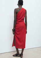 Robe Lyocell Décolleté Asymétrique