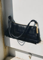 Sac Porté Épaule Cuir À Franges