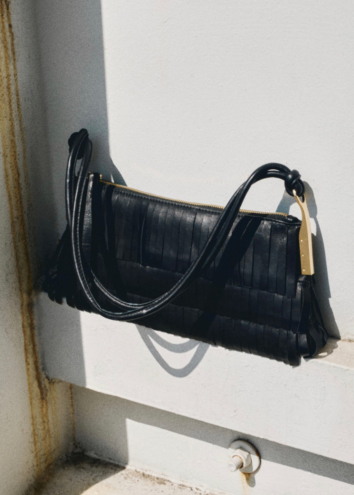 Sac Porté Épaule Cuir À Franges