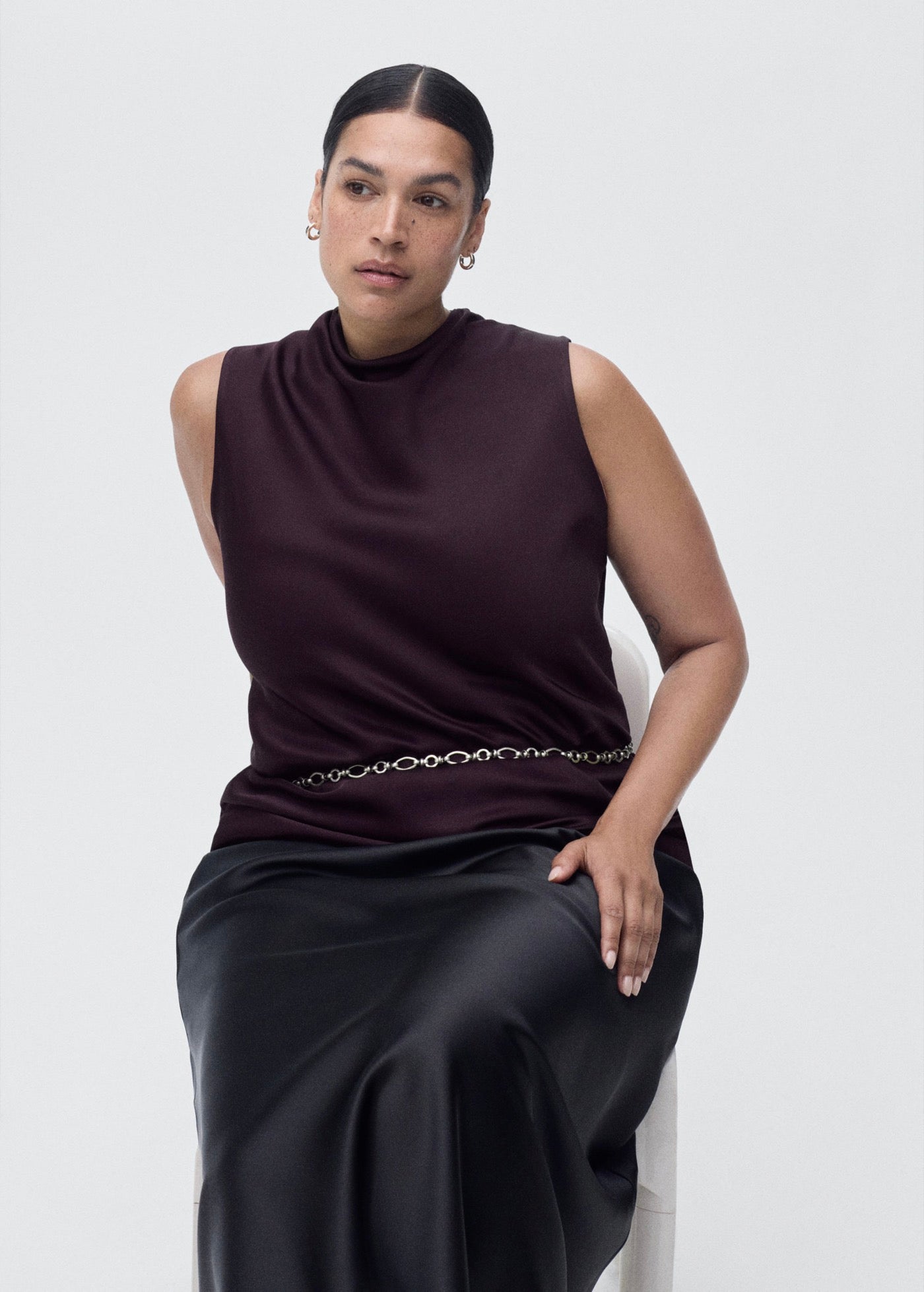 Blouse Satin Col Bénitier