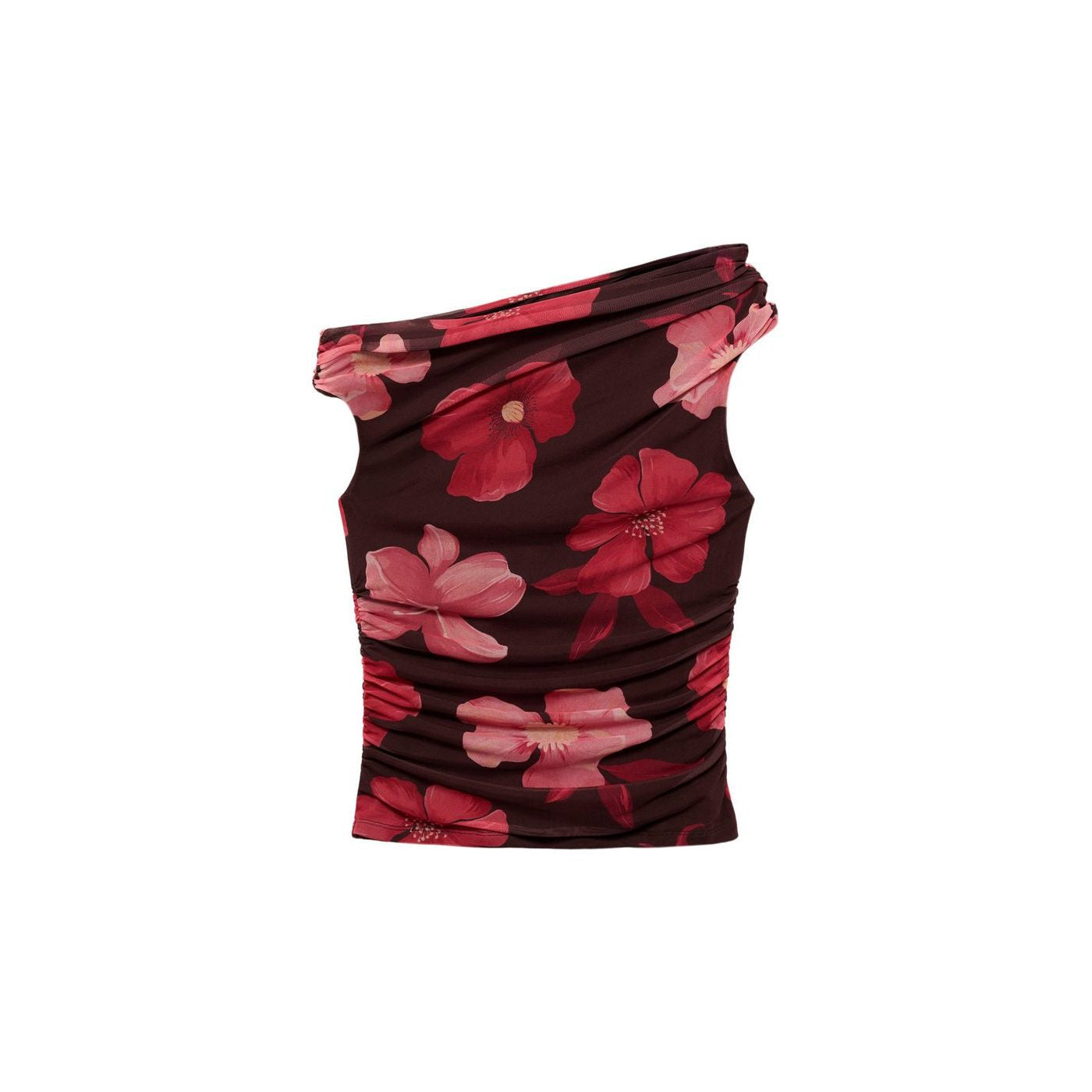 Top Asymétrique À Fleurs