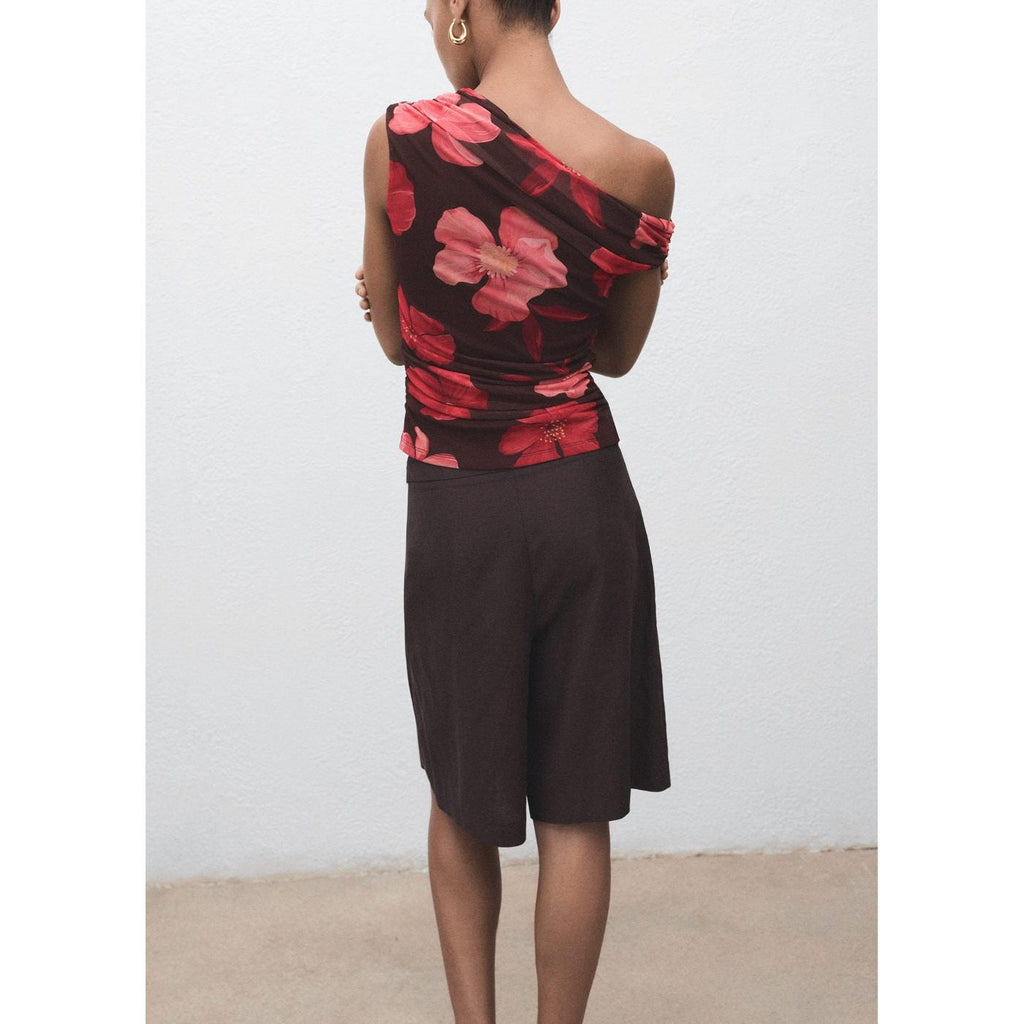 Top Asymétrique À Fleurs