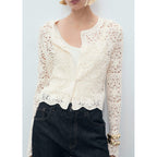 Cardigan Crochet Bas Festonné