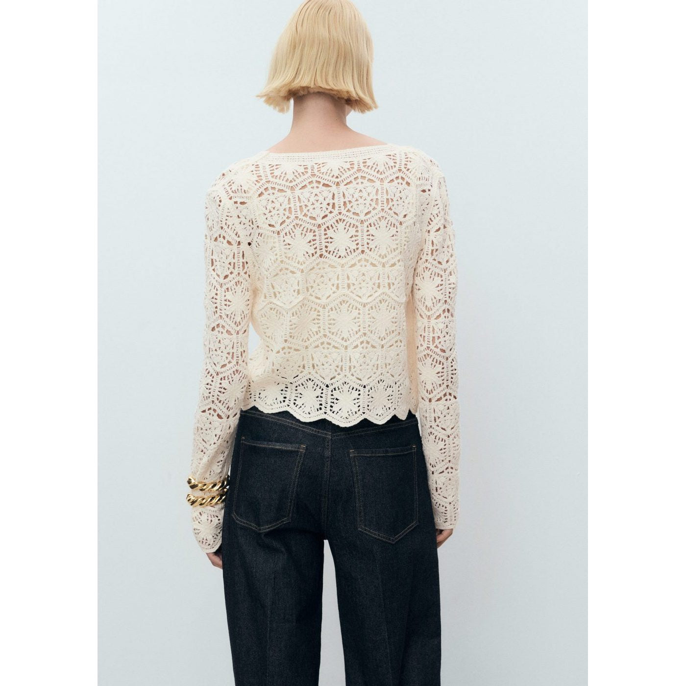 Cardigan Crochet Bas Festonné