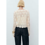 Cardigan Crochet Bas Festonné