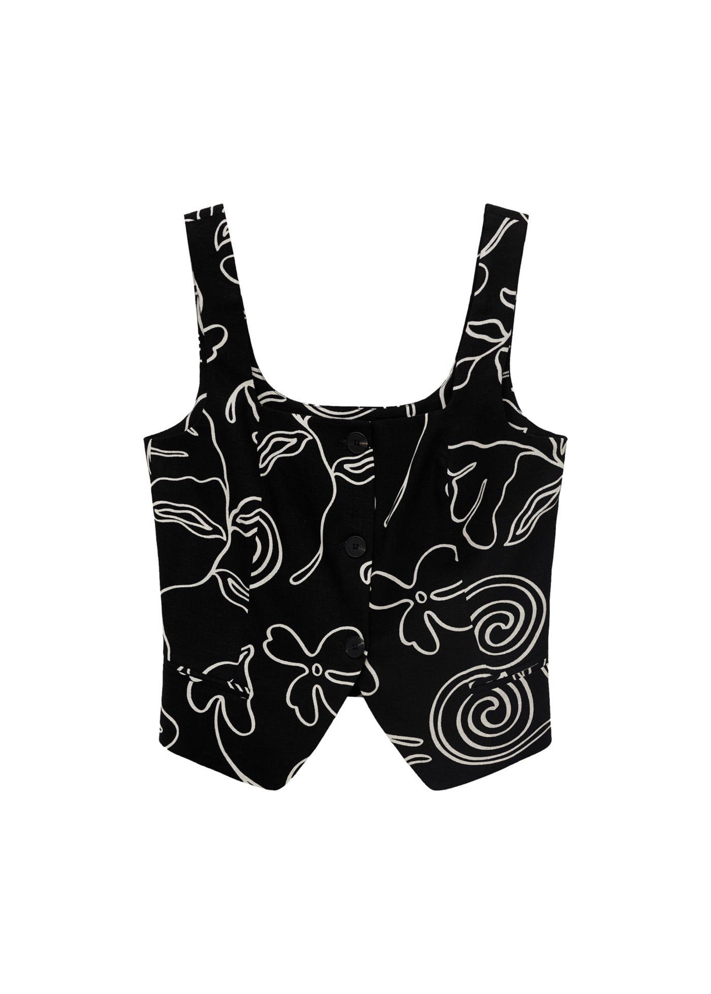 Gilet De Costume En Lin Imprimé À Fleurs