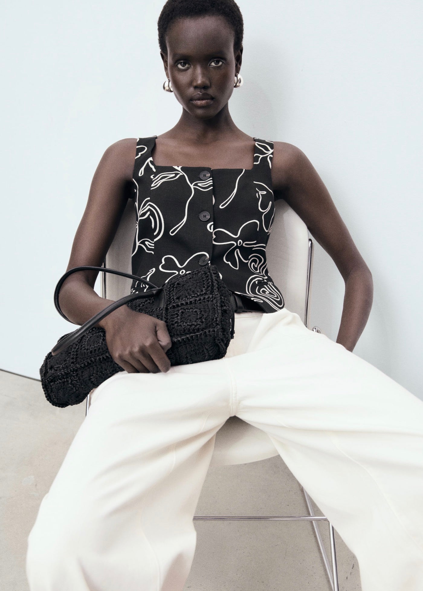 Gilet De Costume En Lin Imprimé À Fleurs