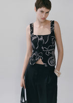 Gilet De Costume En Lin Imprimé À Fleurs
