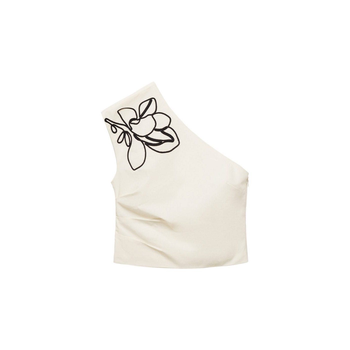 Top Asymétrique Brodé Fleurs
