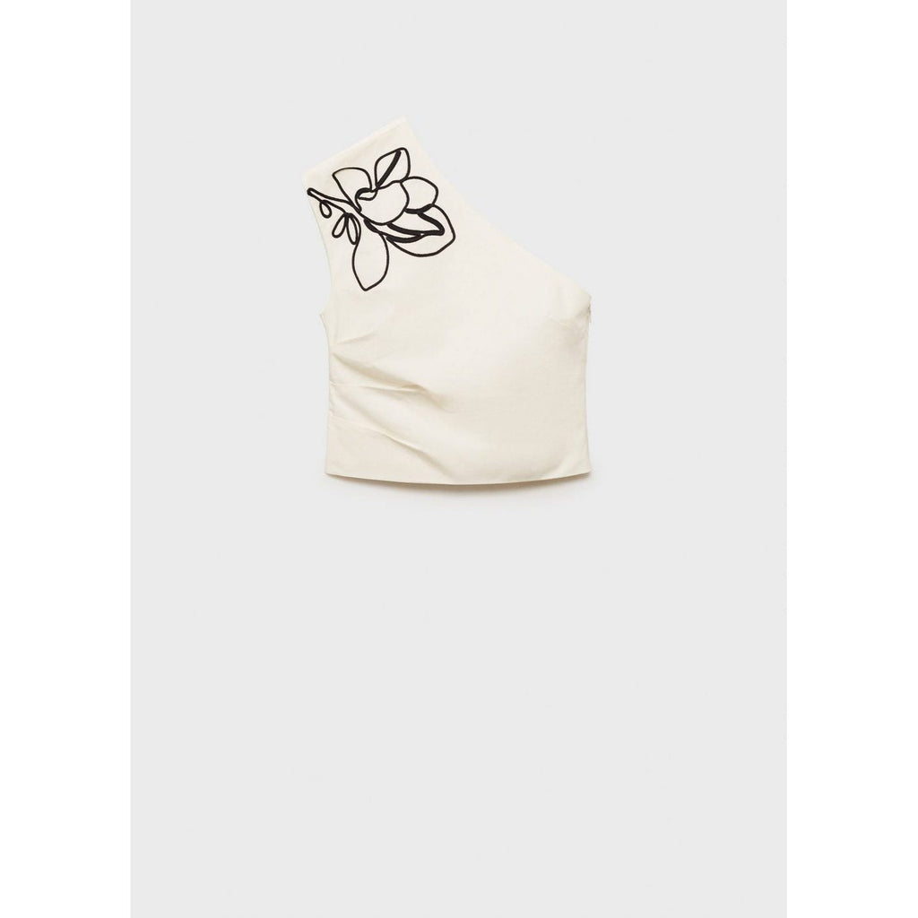 Top Asymétrique Brodé Fleurs