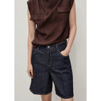 Bermuda En Jean Taille Haute Rinse Wash