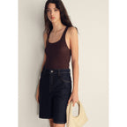 Bermuda En Jean Taille Haute Rinse Wash