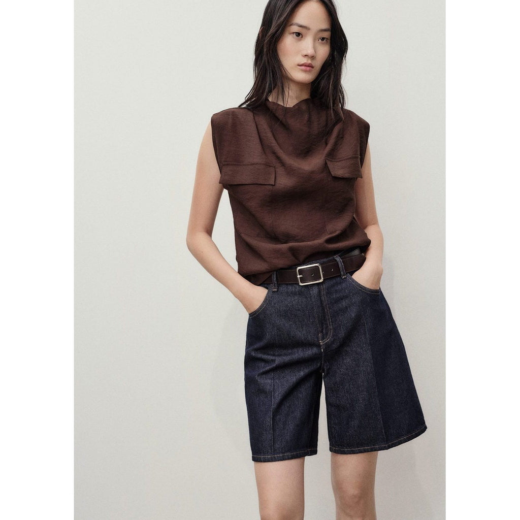Bermuda En Jean Taille Haute Rinse Wash