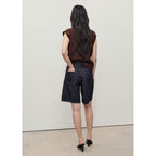 Bermuda En Jean Taille Haute Rinse Wash
