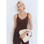 Top Maille Lurex Col En V