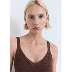 Top Maille Lurex Col En V