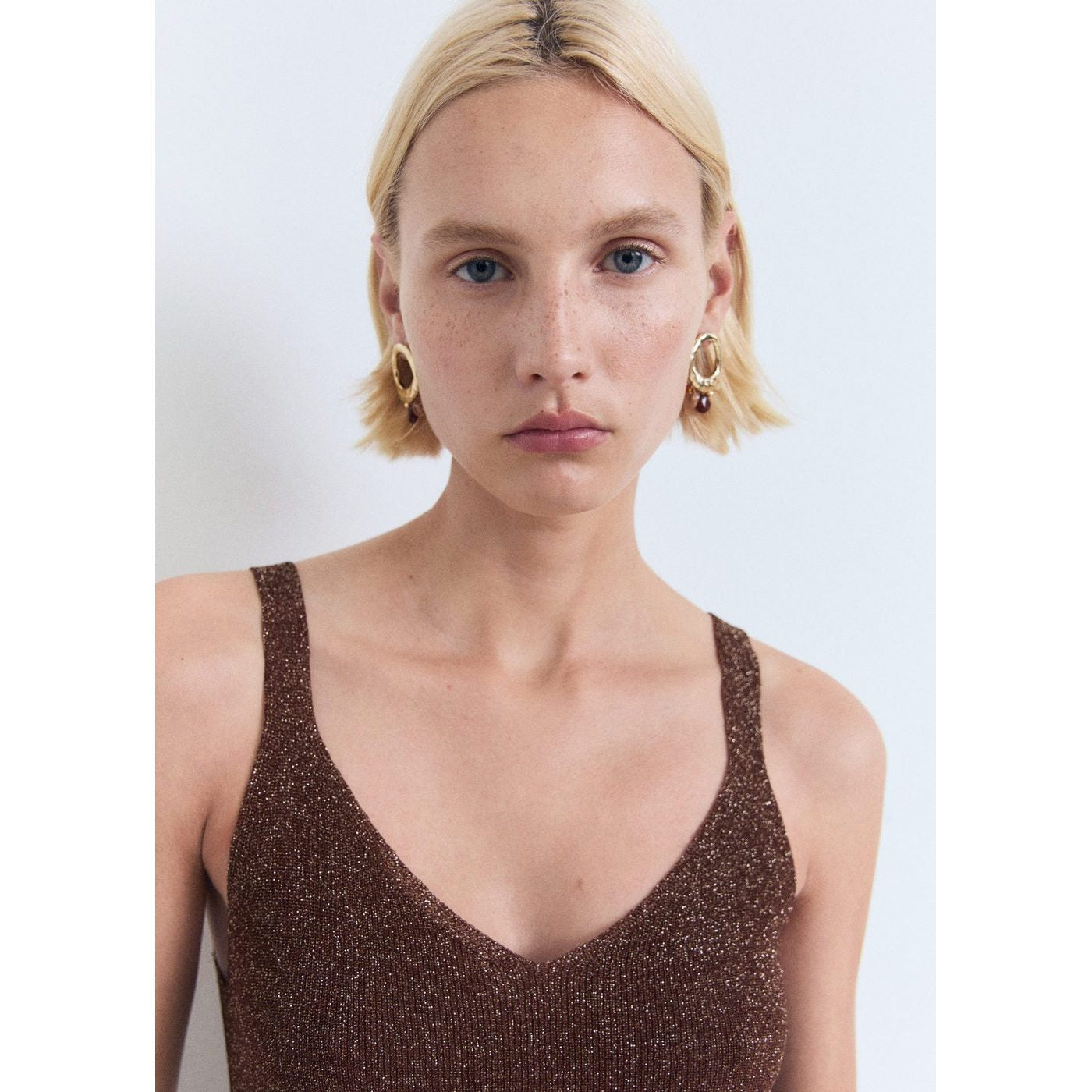 Top Maille Lurex Col En V
