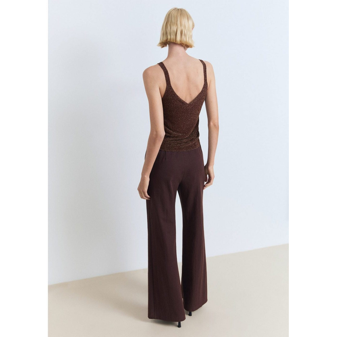 Top Maille Lurex Col En V
