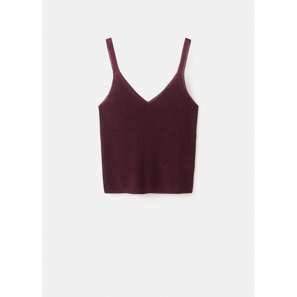 Top Maille Lurex Col En V