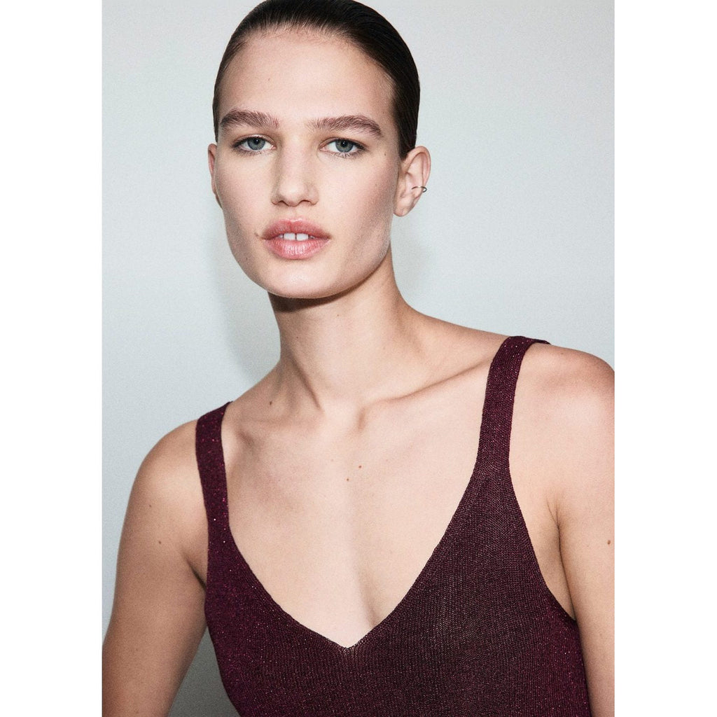 Top Maille Lurex Col En V