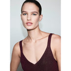 Top Maille Lurex Col En V