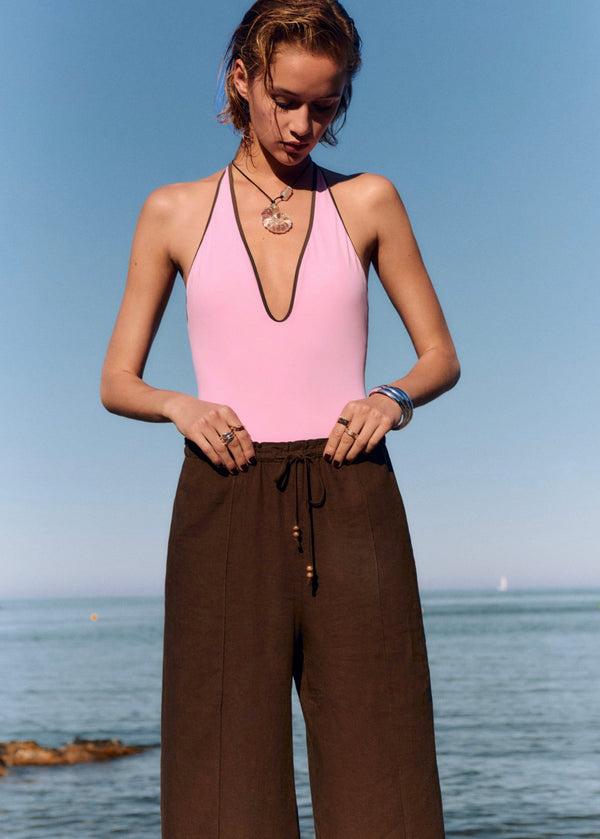 Pantalon Lin Taille Élastique