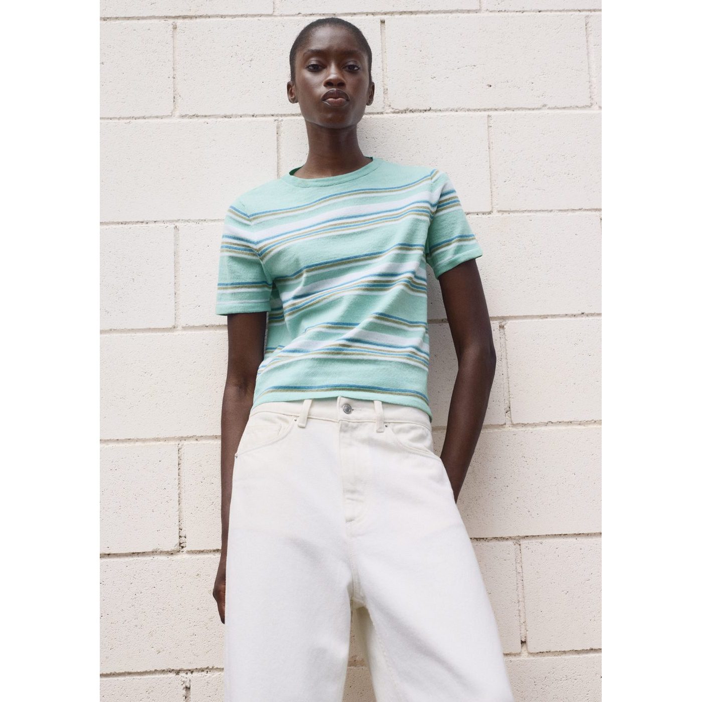 Pull À Manches Courtes À Rayures Combinées
